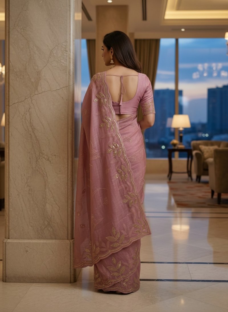 Ktd 2068 Fandy Chiffon With Emberodery Work Saree